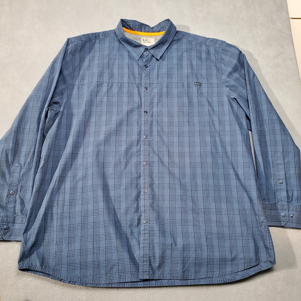 5.11 Tactical Shirt Mens 2XL XXL Blue Plaid Utility Long Sleeve Button-Up